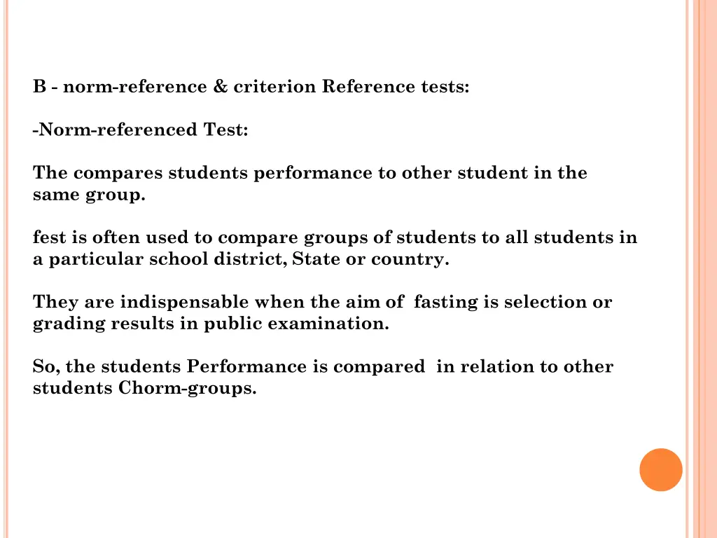 b norm reference criterion reference tests