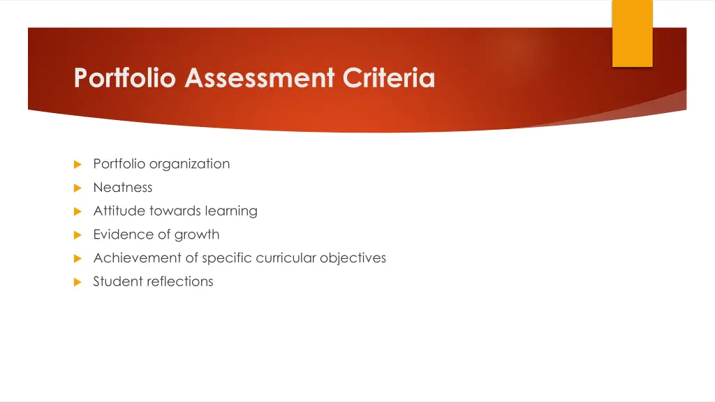portfolio assessment criteria