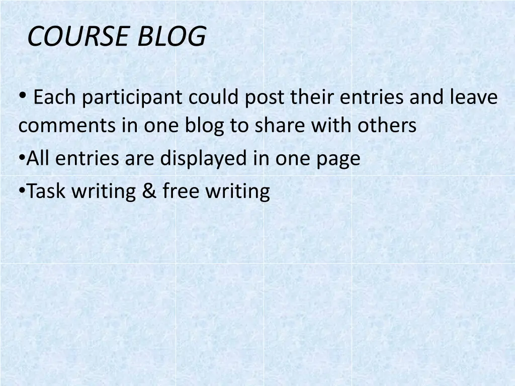 course blog