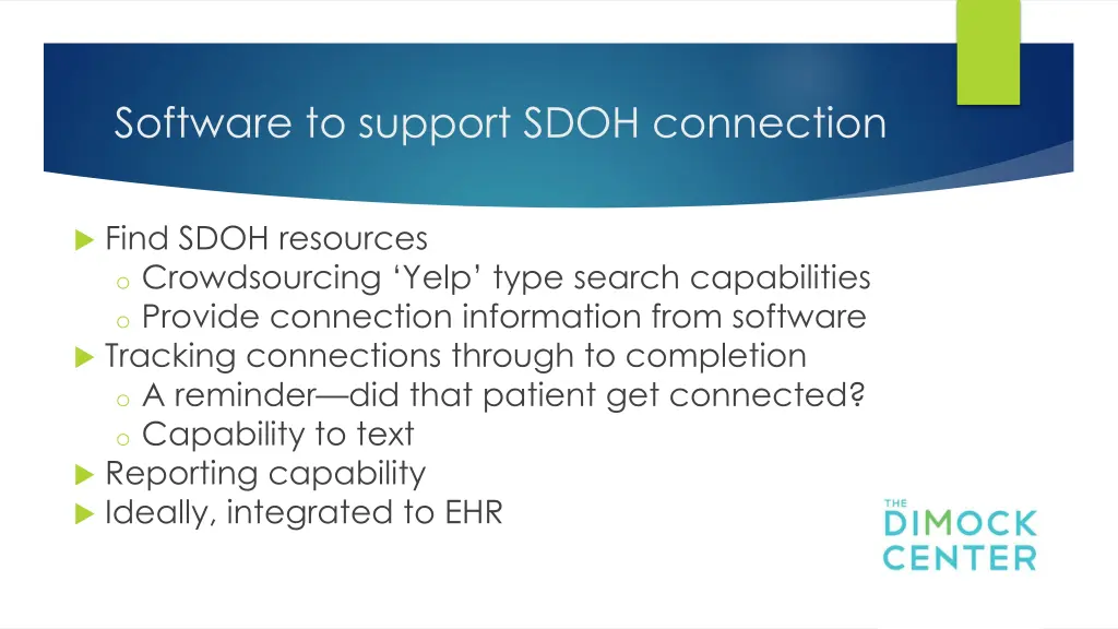 software to support sdoh connection