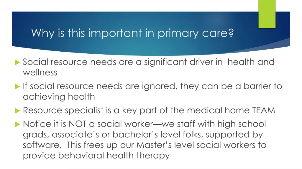 why is this important in primary care