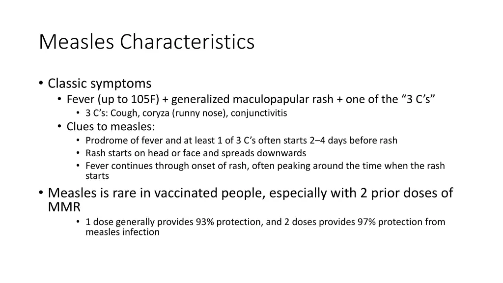 measles characteristics