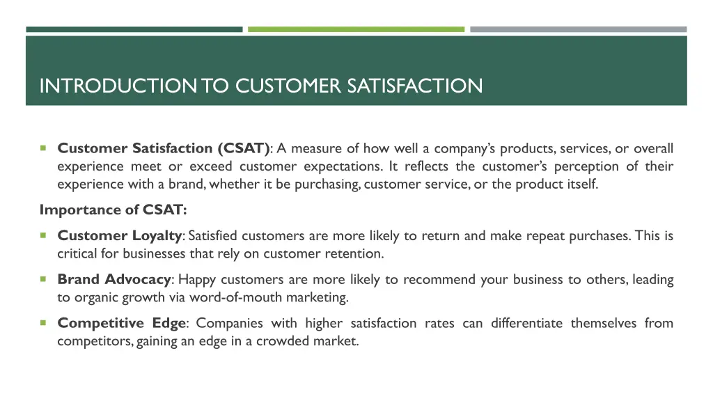introduction to customer satisfaction