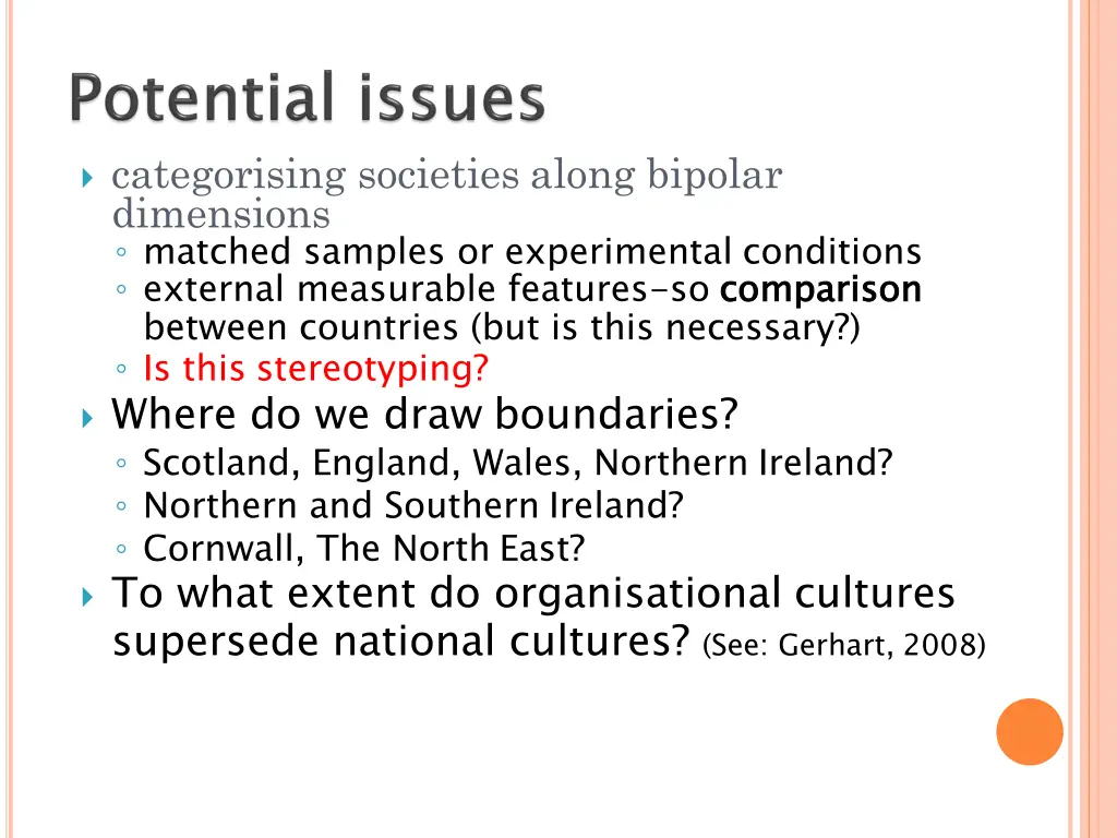 categorising societies along bipolar dimensions