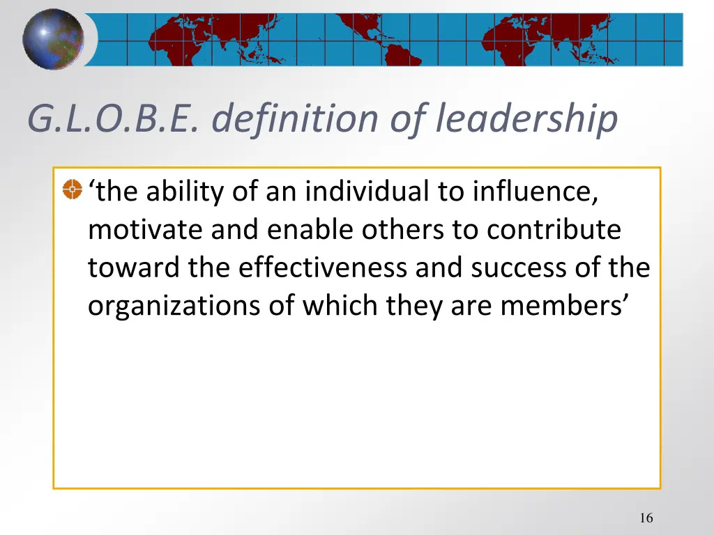 g l o b e definition of leadership