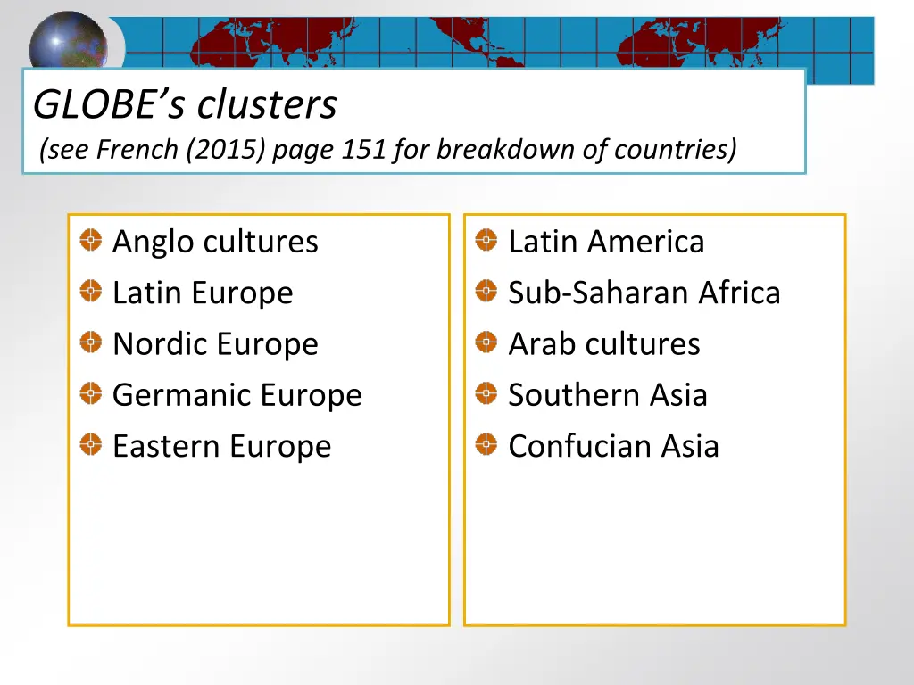 globe s clusters see french 2015 page