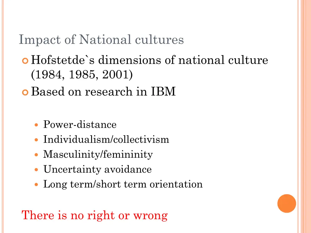 impact of national cultures