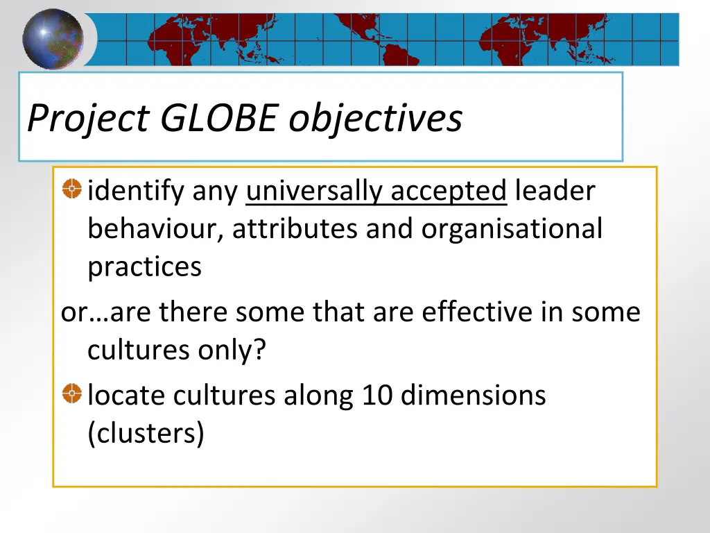 project globe objectives