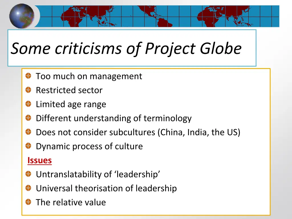 some criticisms of project globe