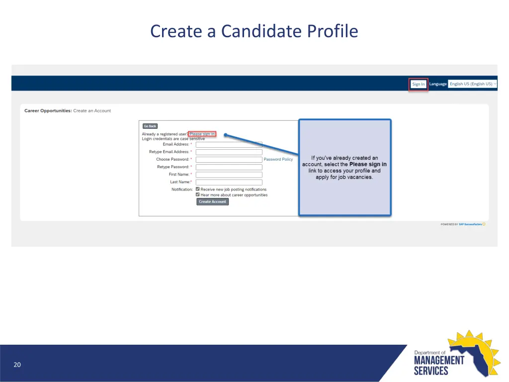create a candidate profile 1