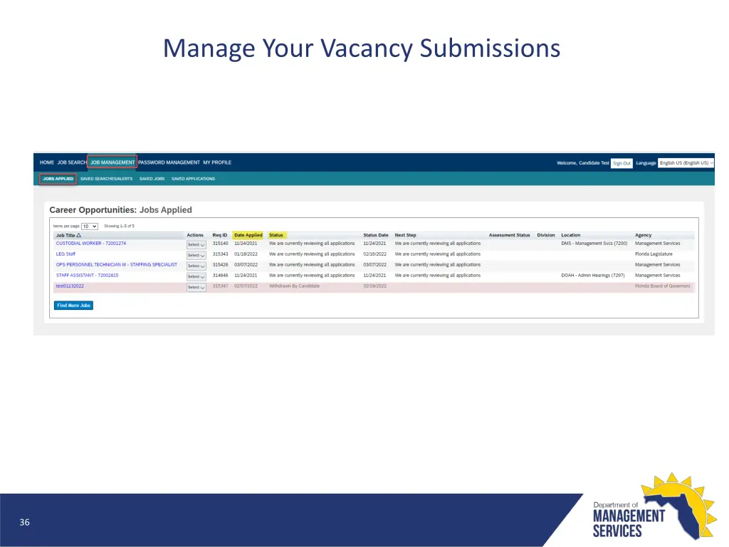 manage your vacancy submissions