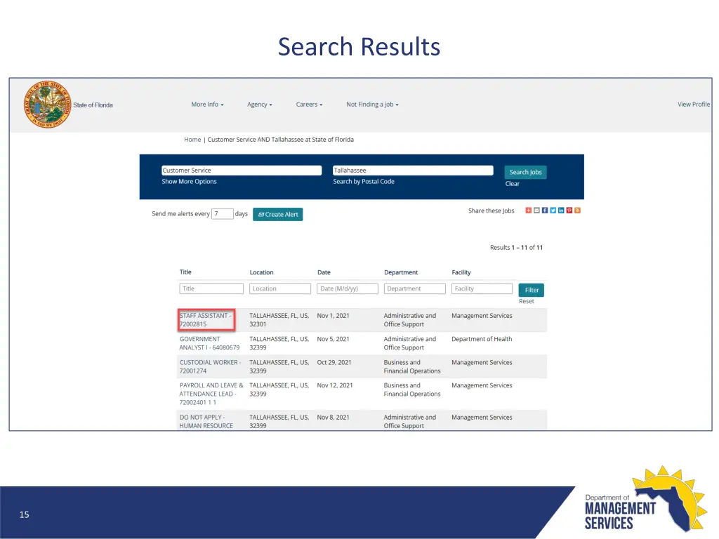 search results