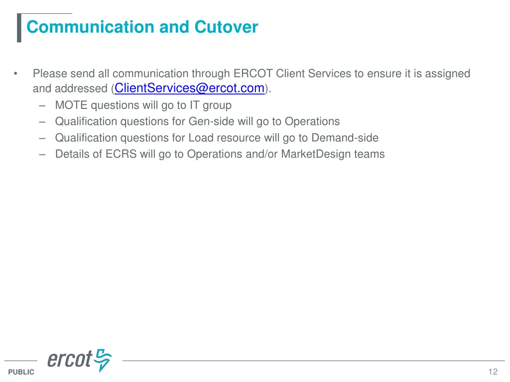 communication and cutover