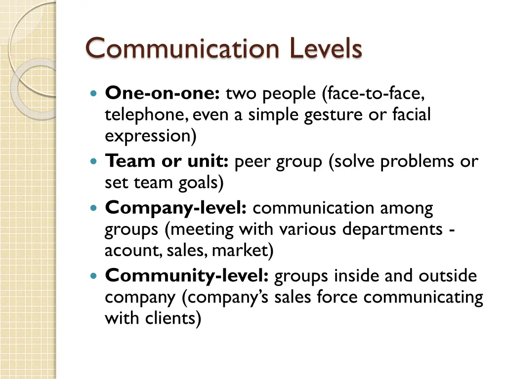 communication levels