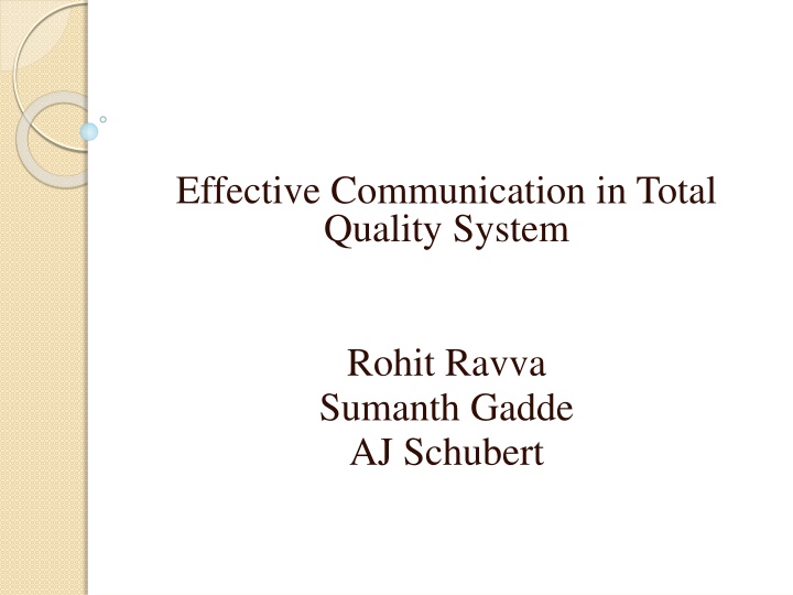 effective communication in total quality system