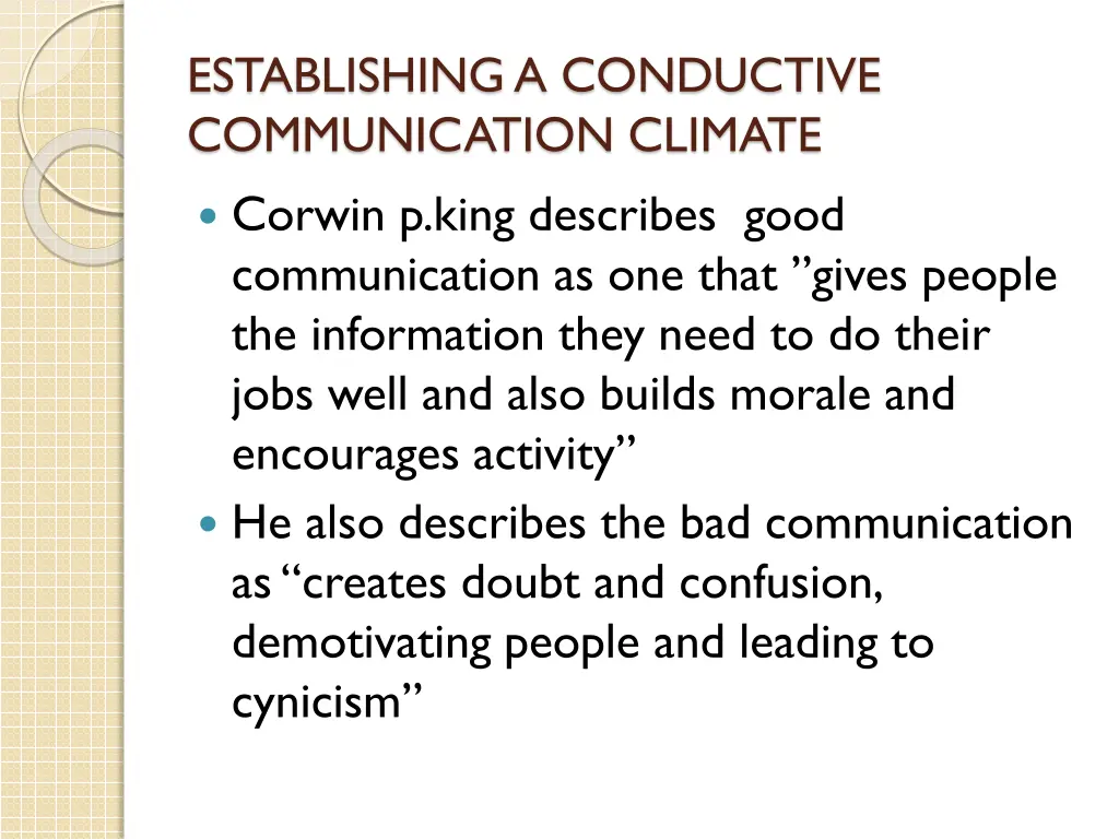 establishing a conductive communication climate