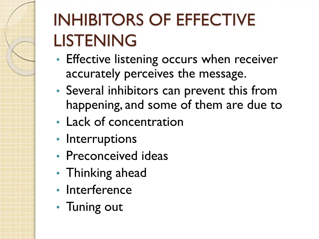 inhibitors of effective listening effective