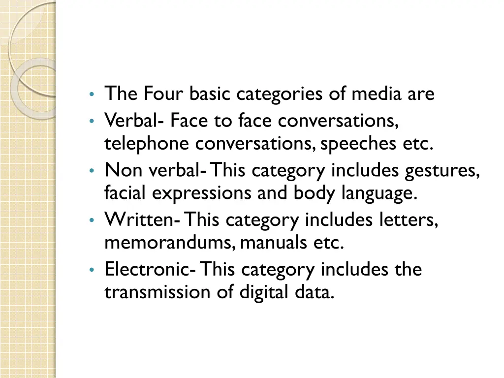 the four basic categories of media are verbal