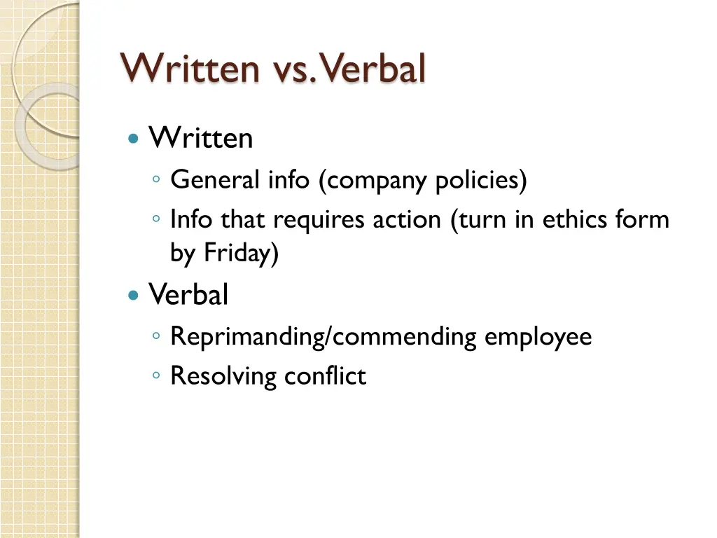 written vs verbal
