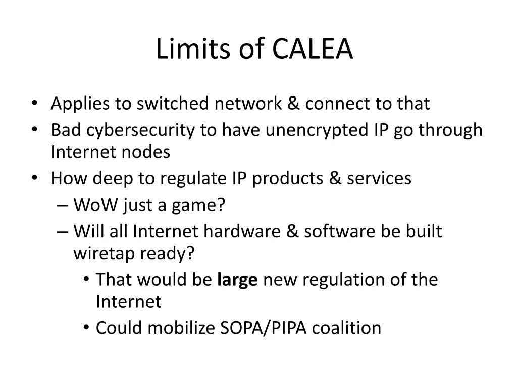limits of calea