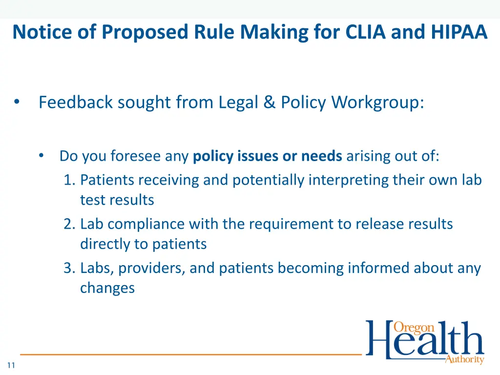 notice of proposed rule making for clia and hipaa 3
