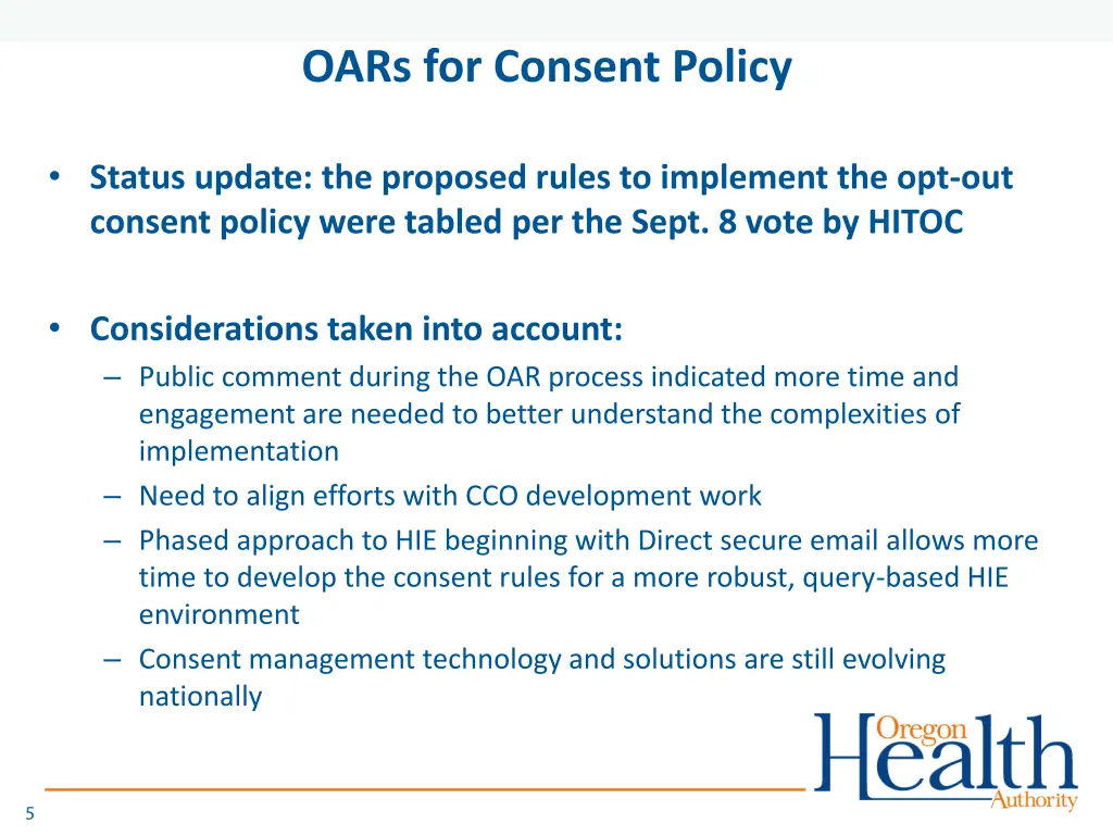 oars for consent policy