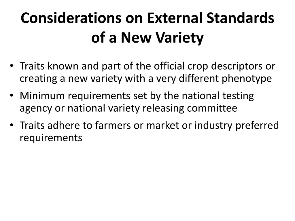 considerations on external standards