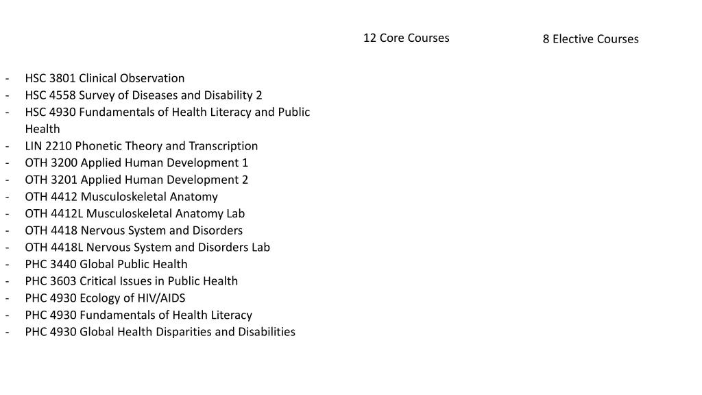 12 core courses 5