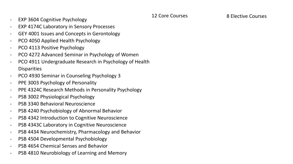 12 core courses 8