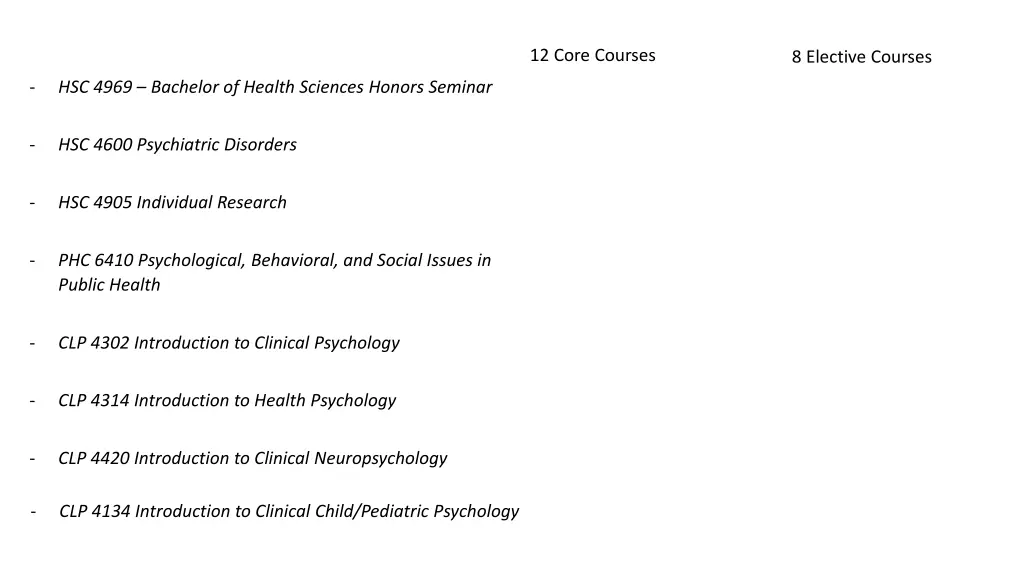 12 core courses