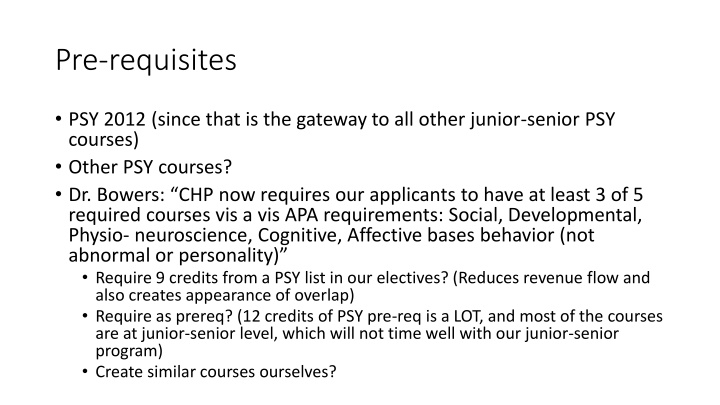 pre requisites