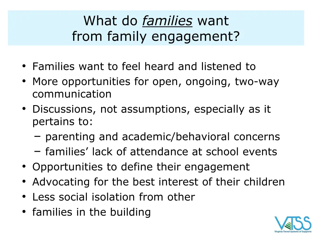 what do families want from family engagement