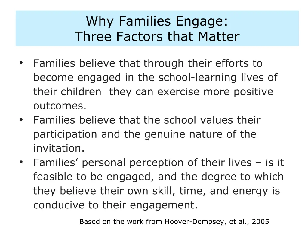 why families engage three factors that matter