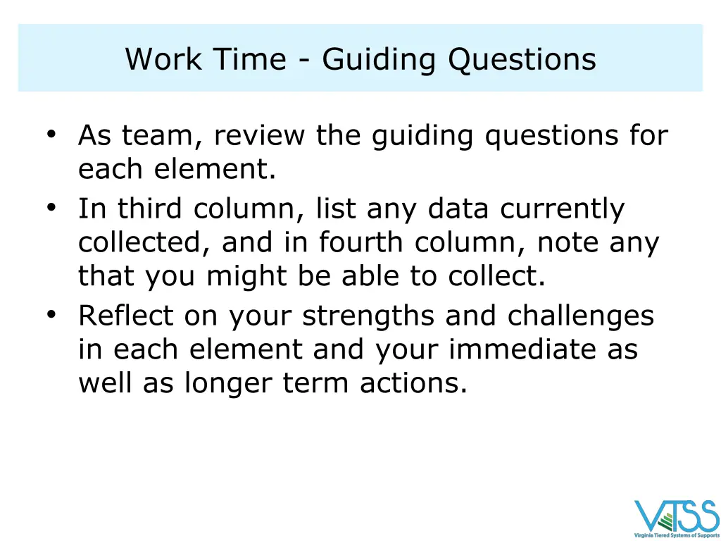 work time guiding questions