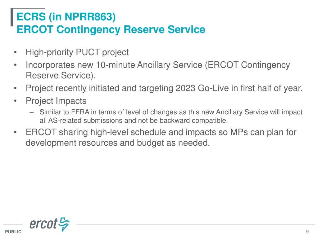 ecrs in nprr863 ercot contingency reserve service