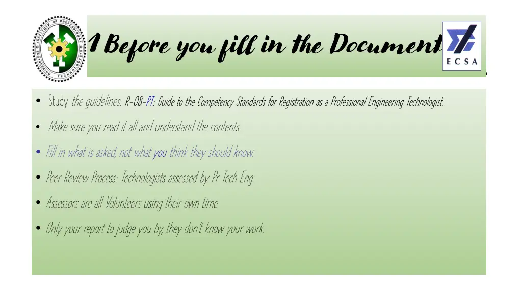 1 before you fill in the documents