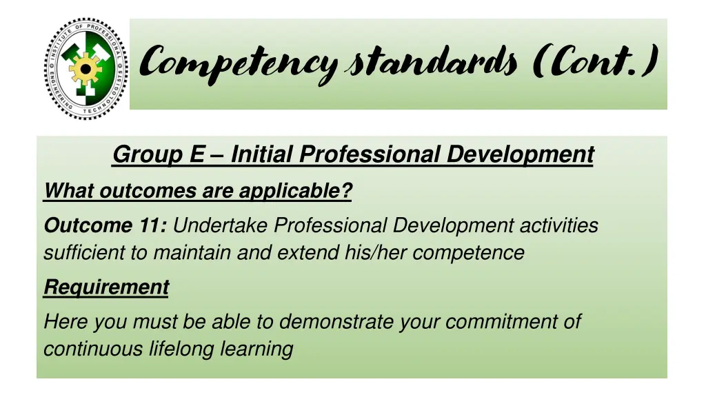 competency standards cont 5