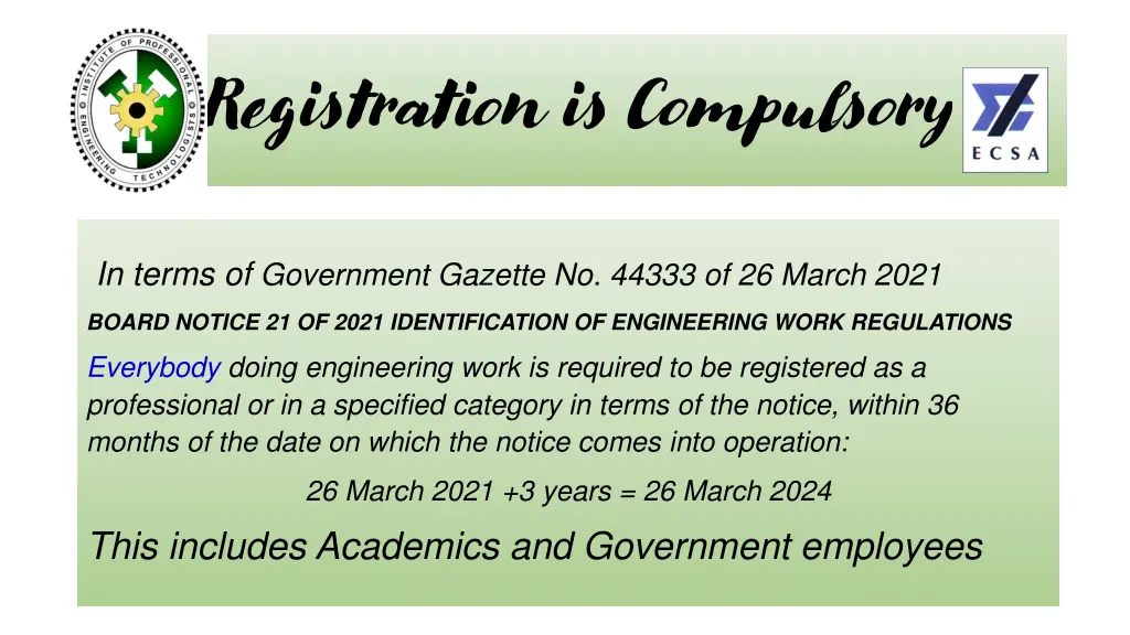 registration is compulsory
