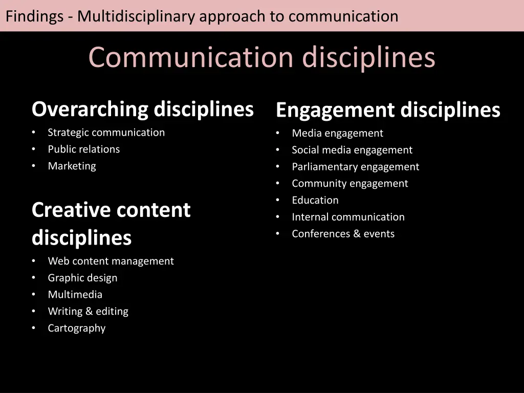 findings multidisciplinary approach