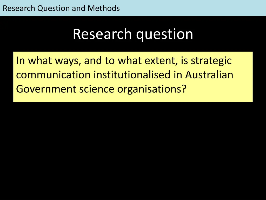 research question and methods 1