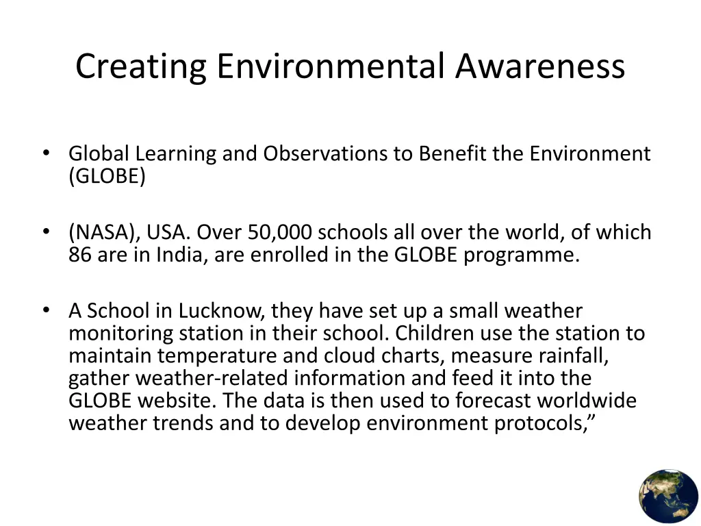 creating environmental awareness