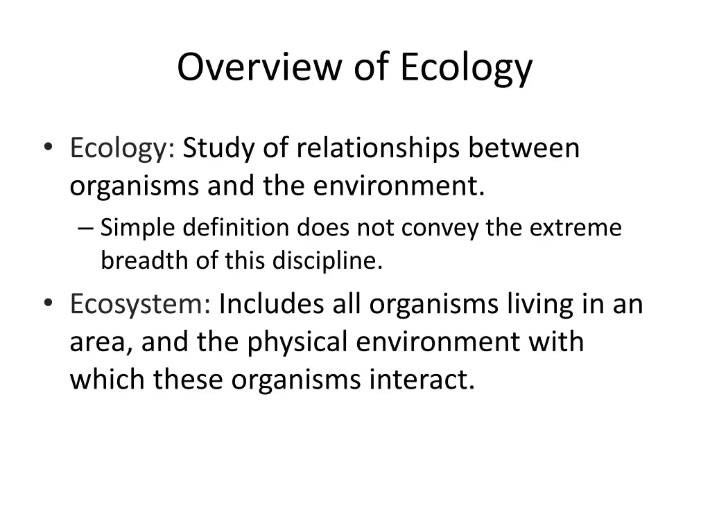 overview of ecology