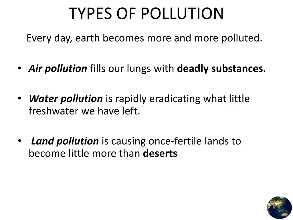 types of pollution