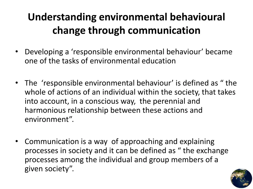 understanding environmental behavioural change