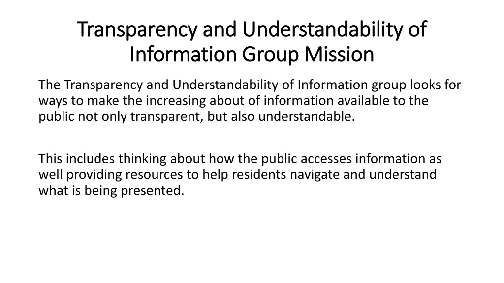 transparency and understandability
