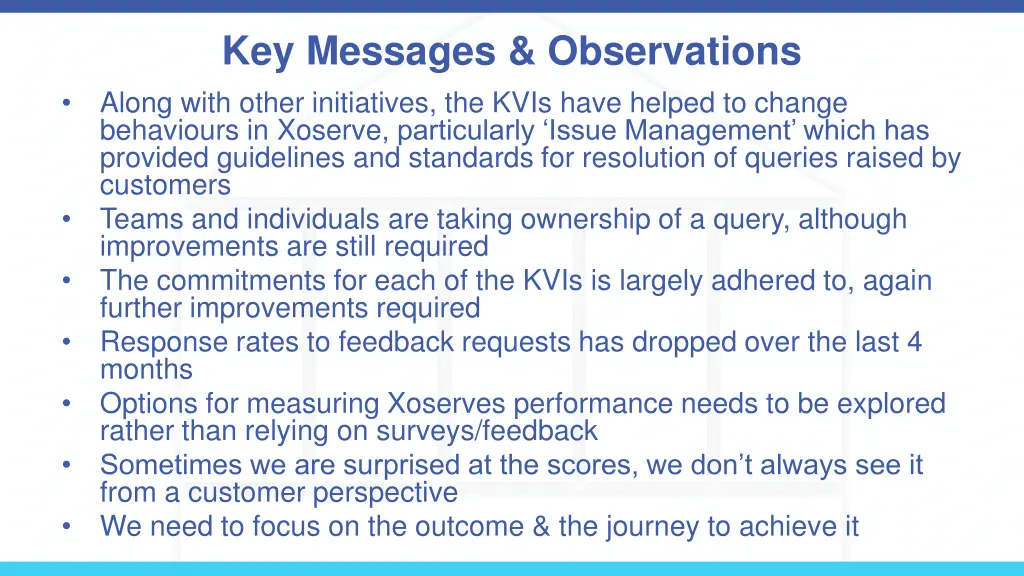 key messages observations along with other