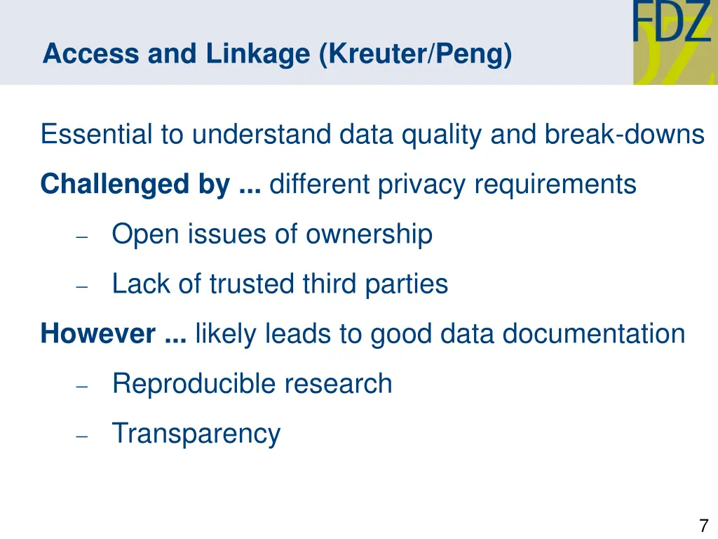 access and linkage kreuter peng