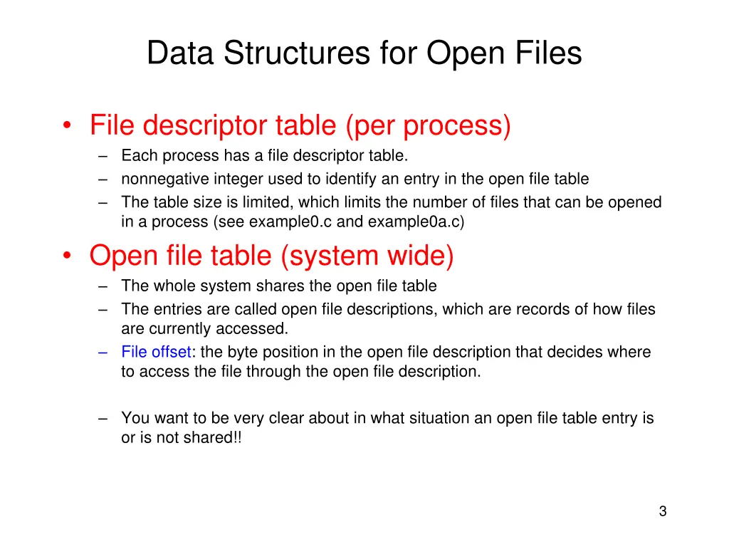 data structures for open files 1