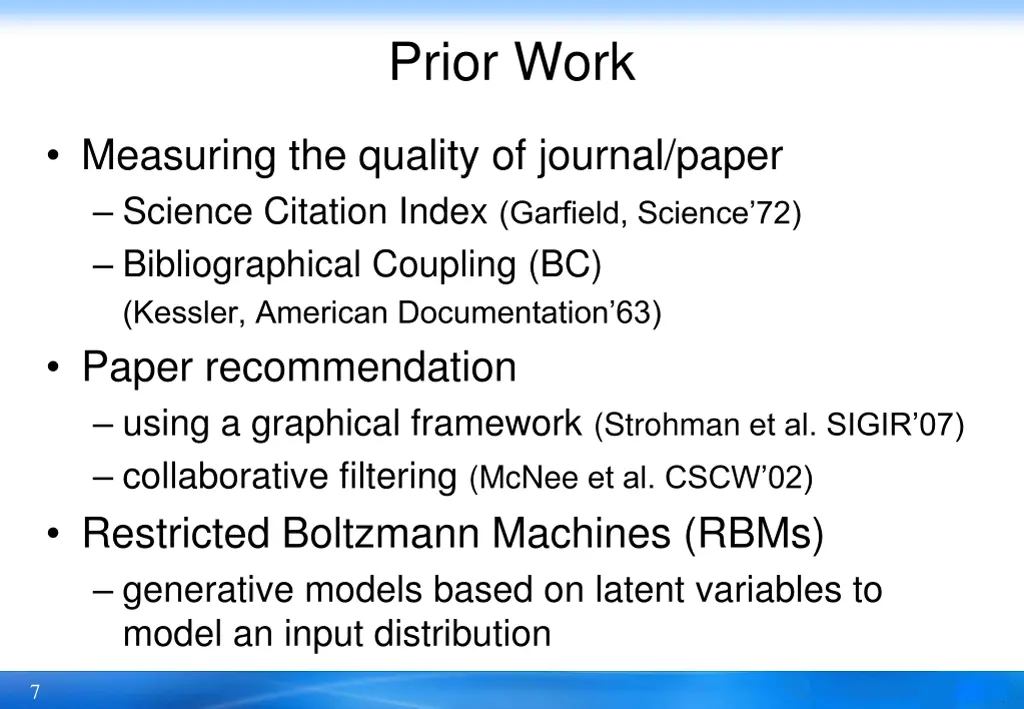 prior work
