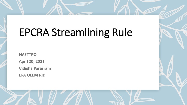 epcra streamlining rule epcra streamlining rule